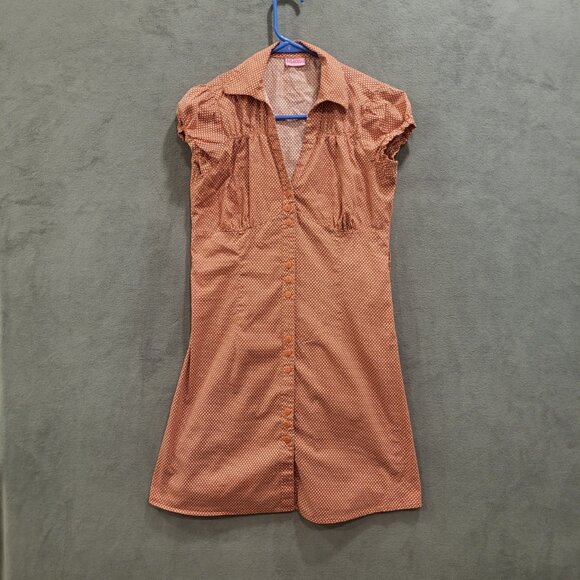 She’s‎ Cool Mini Dress Women's Puff Sleeve Button Up V-Neck Casual Milkmaid - Picture 1 of 6